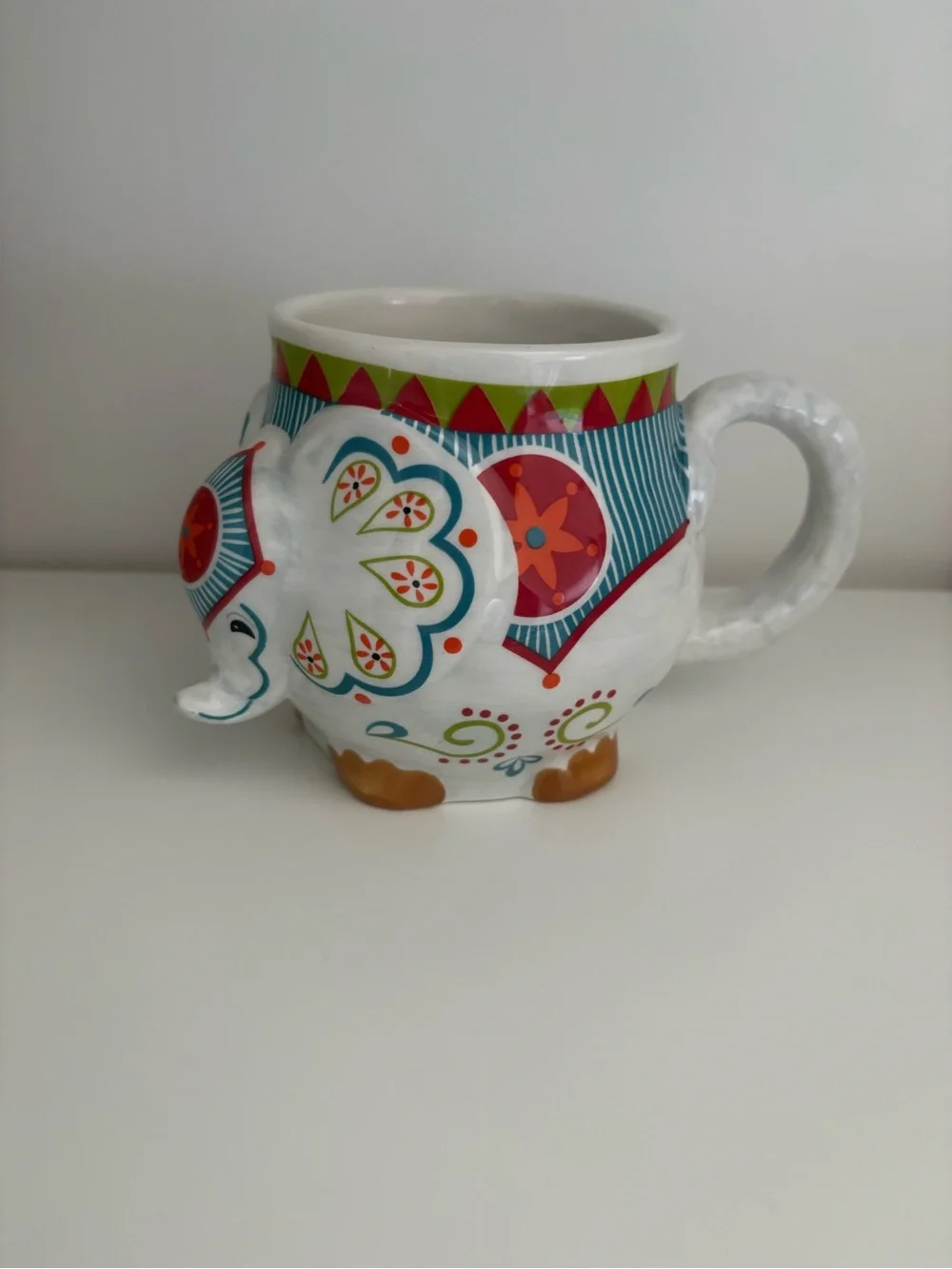 Pier 1 Multicolor Elephant Ceramic Mug